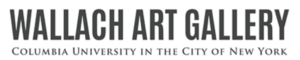 White logo with the words "wallach art gallery" in bold black letters and the words "columbia university of new york underneath"